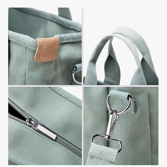 Canvas Shoulder Tote Bag in Cream - Picture 3 of 3